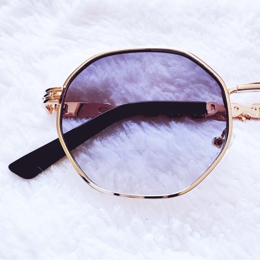 Phoebe Blue & Clear Geometric Sunglasses - Picture 4 of 13